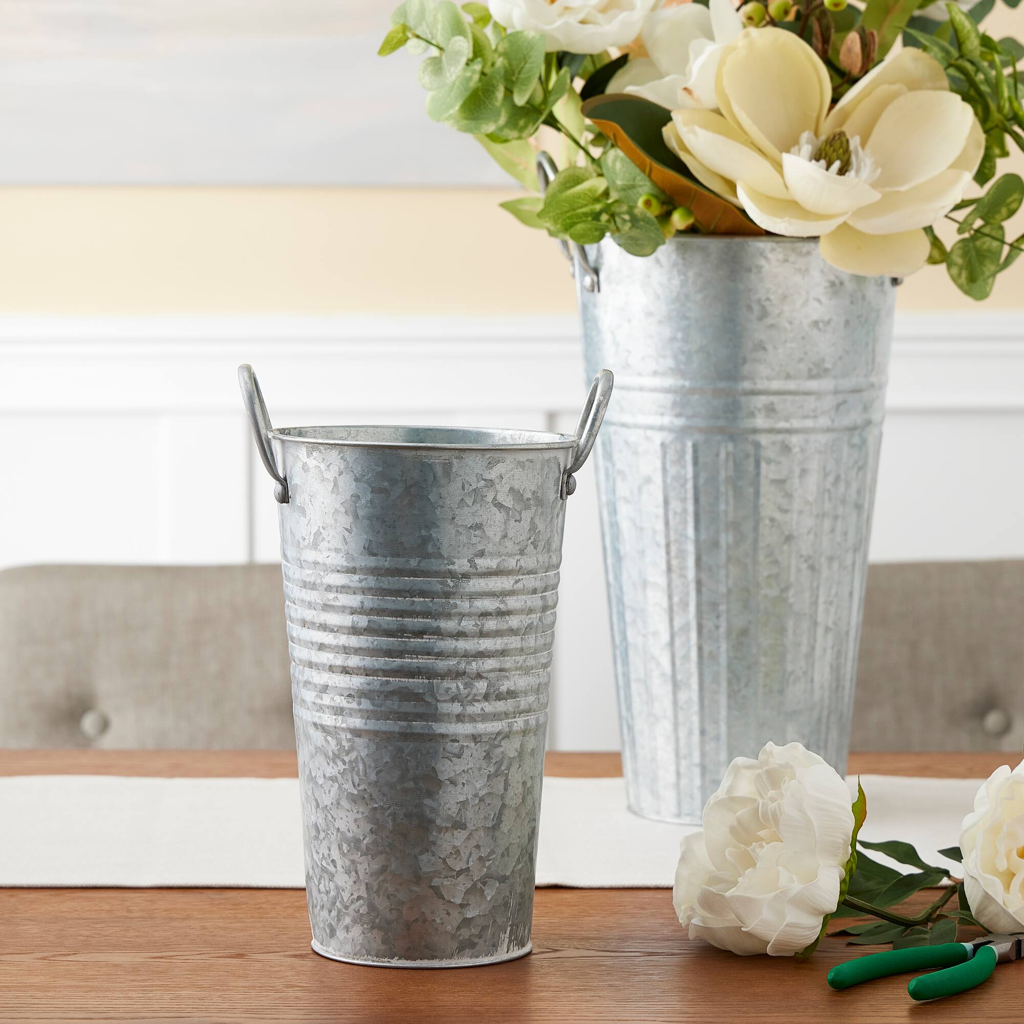 12 Pack: 10" Whitewashed Galvanized French Bucket by Ashland®